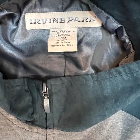 Irvine Park Zipper Light Jacket Steel Gray/Blue Faux Suede Shoulder & Neck Lined - Picture 10 of 11